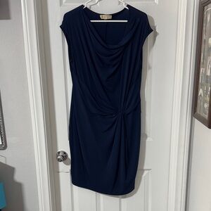 Michael Kors Navy Draped Midi Dress